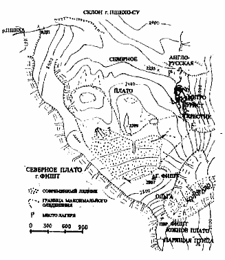 склон Пшехо-Су (карта расположения пещер(