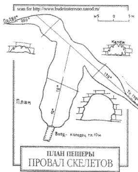 Пещера Провал Скелетов - план, карта
